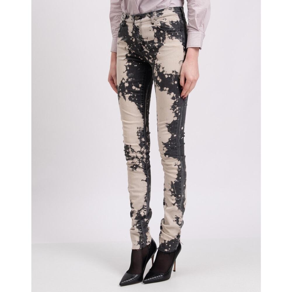 Gucci Gray Bleach Dyed Floral Embroidered Patch Mid Rise Skinny Jeans 26 New‎